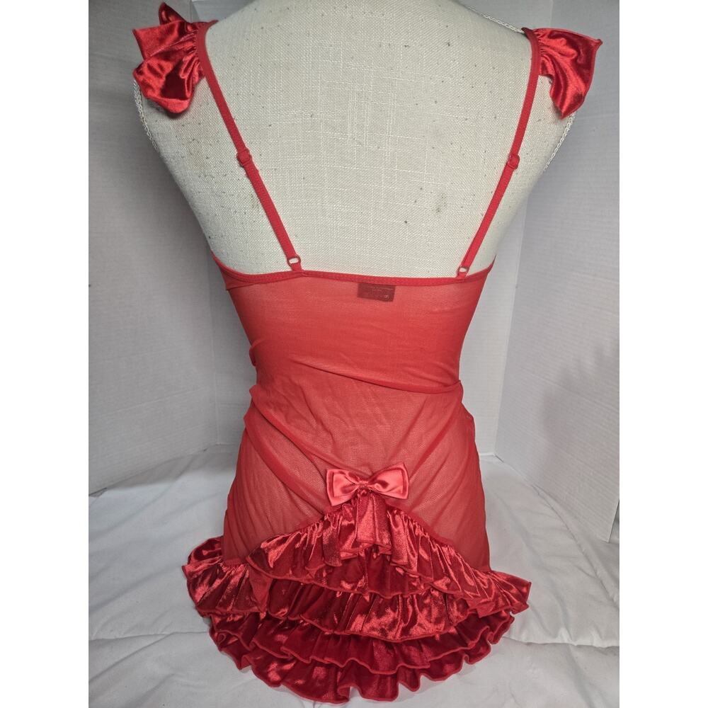 Obsessive S M Chemise Heartina Red Women Sleeveless Mesh Romantic Dress Solid